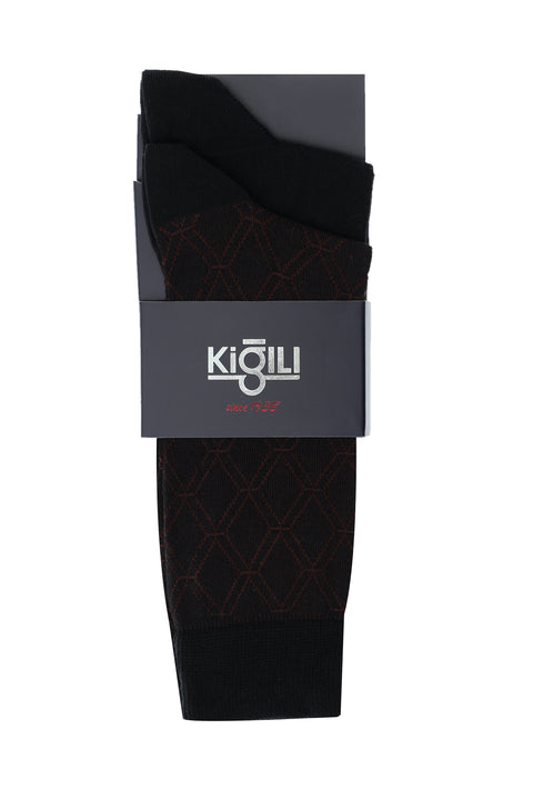 Black 2-Pack Patterned Cotton Socks Set
