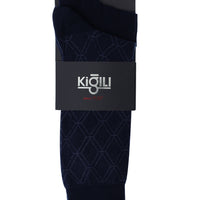 Medium Navy Blue 2-Pack Patterned Cotton Socks Set