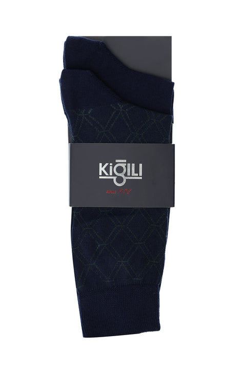 Olive Green 2-Pack Patterned Cotton Socks
