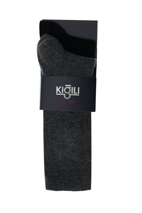Black 2-Pack Patterned Cotton Socks Set