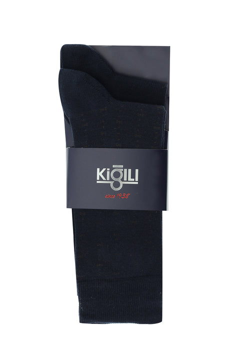 Medium Navy Blue 2-Pack Patterned Cotton Socks Set