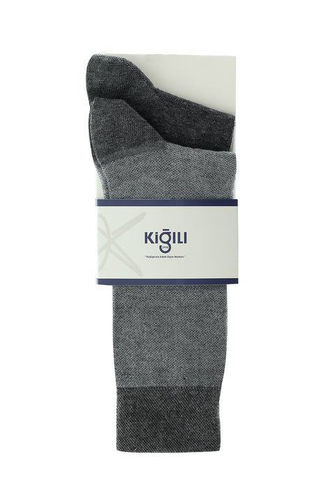 Medium Smoke Melange 2-Pack Patterned Cotton Socks