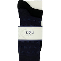 Navy Blue 2-Pack Cotton Patterned Socks
