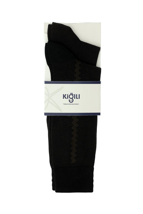 Medium Brown 2-Pack Cotton Patterned Socks