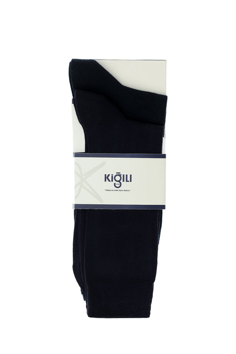 Navy Blue 2-Pack Cotton Patterned Socks