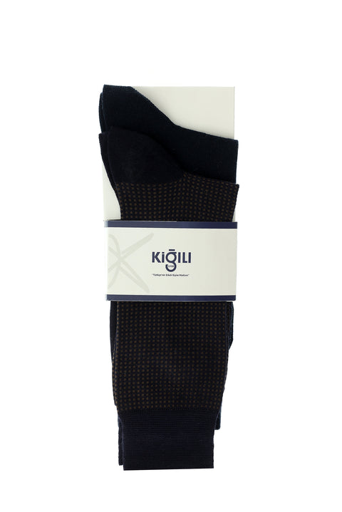 Light Navy Blue 2-Pack Cotton Patterned Sock Set