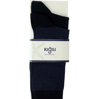 Medium Navy Blue 2-Pack Cotton Patterned Socks