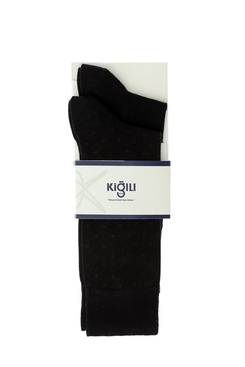 Medium Brown 2-Pack Cotton Patterned Socks