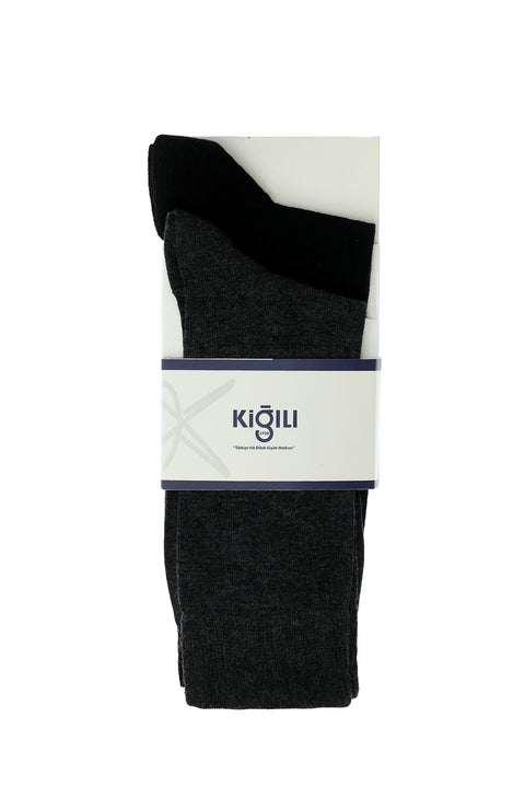 Light Anthracite 2-Pack Cotton Patterned Sock Set