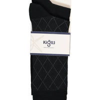 Black 2-Pack Cotton Lycra Stretch Patterned Sock Set