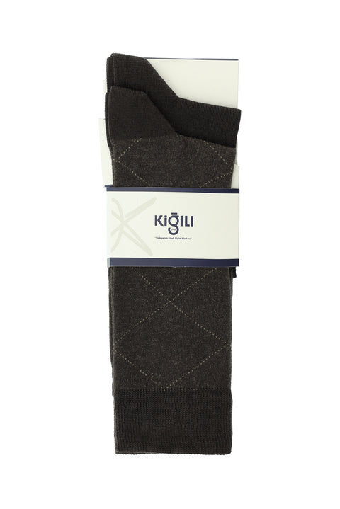Dark Brown 2-Pack Cotton Patterned Socks