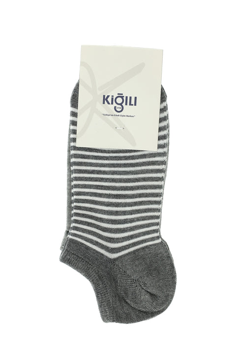 Light Grey Melange 2-Pack Cotton Striped Sports Socks Set