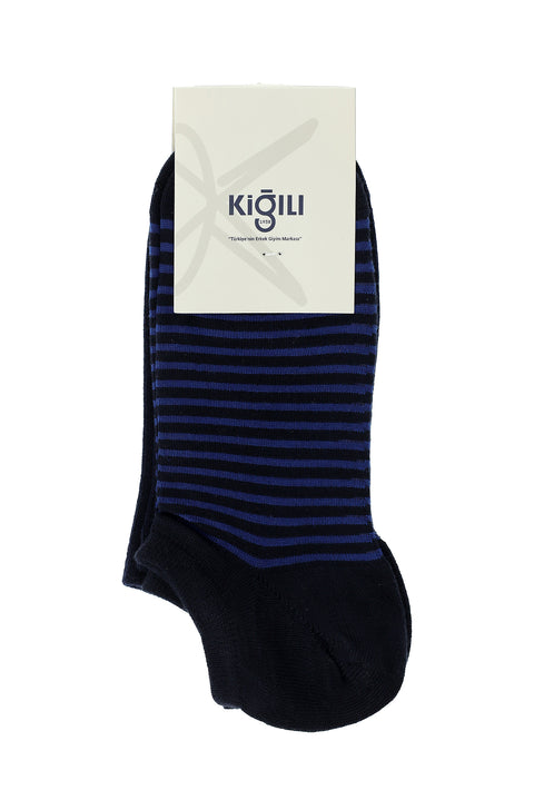 Navy Blue 2-Pack Cotton Striped Sports Socks Set