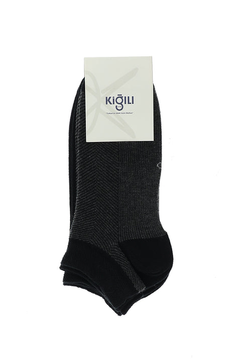 Black 2-Pack Cotton Patterned Sports Socks Set