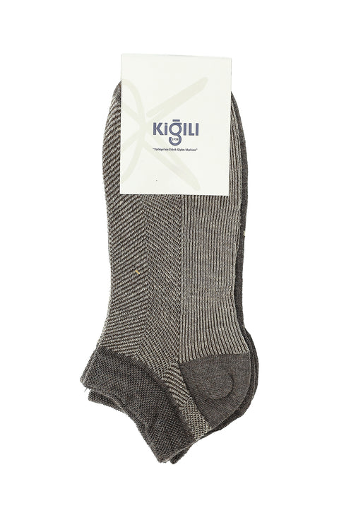 Medium Brown Melange 2-Pack Cotton Patterned Sports Socks Set