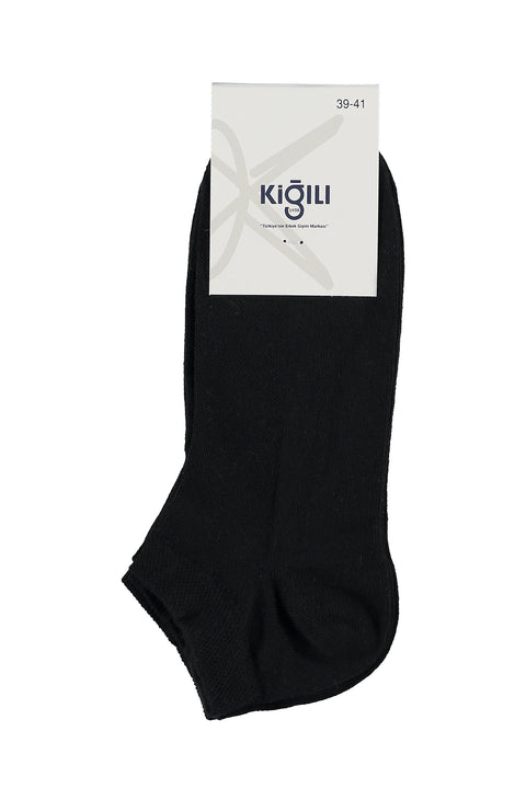 Black 2-Pack Cotton Lycra Comfortable Stretchy Patterned Sports Socks Set