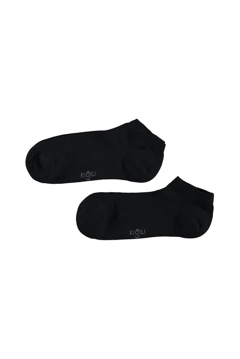 Black 2-Pack Cotton Lycra Comfortable Stretchy Patterned Sports Socks Set