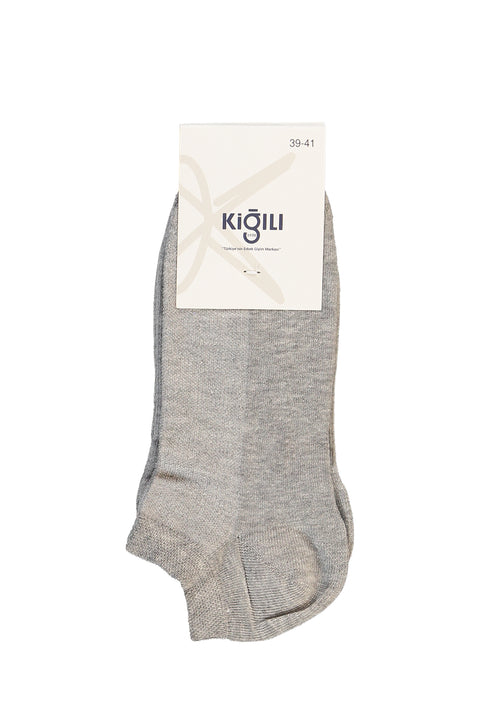 Medium Grey Melange 2-Pack Cotton Lycra Comfortable Stretchy Patterned Sports Socks Set