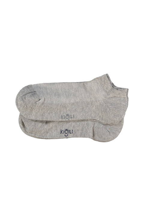Medium Grey Melange 2-Pack Cotton Lycra Comfortable Stretchy Patterned Sports Socks Set
