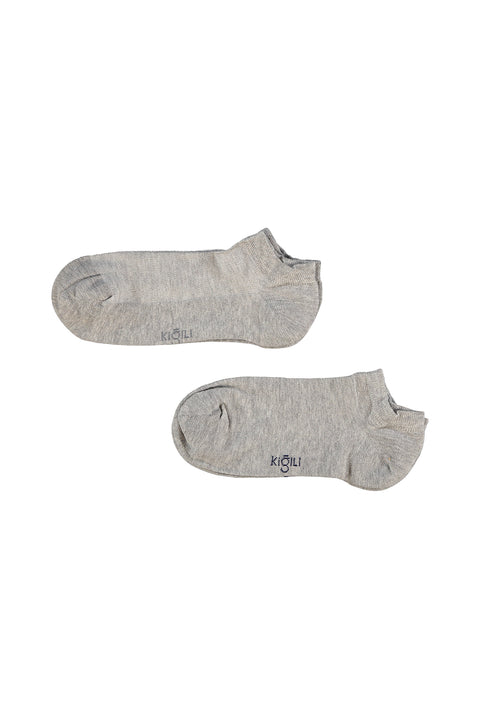Medium Grey Melange 2-Pack Cotton Lycra Comfortable Stretchy Patterned Sports Socks Set