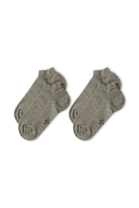 Medium Grey Melange 2-Pack Plain Cotton Sports Socks Set