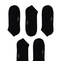 Black 5-Pack Plain Cotton Sport Socks Set