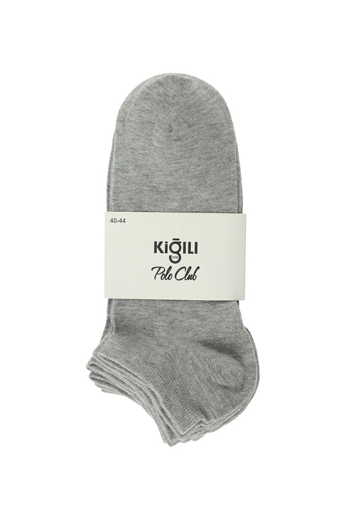 Mid Grey 5-Pack Plain Cotton Sports Socks Set