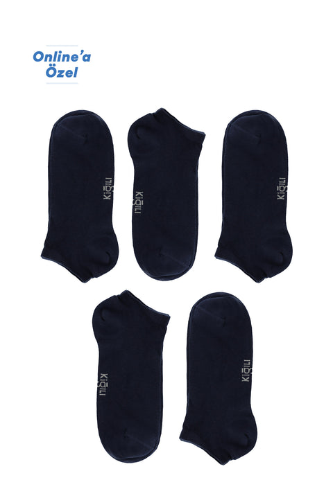 Dark Navy 5-Pack Plain Cotton Sport Socks Set