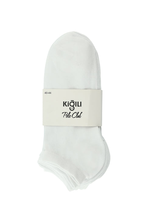 White 5-Pack Plain Cotton Sports Socks Set
