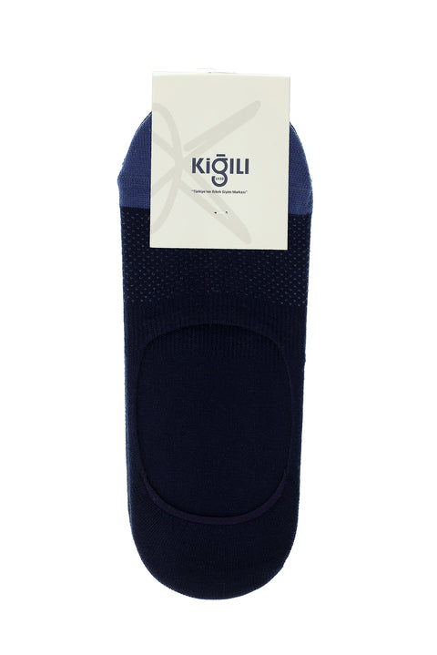 Navy Blue 2-Pack Cotton Patterned Loafer Socks