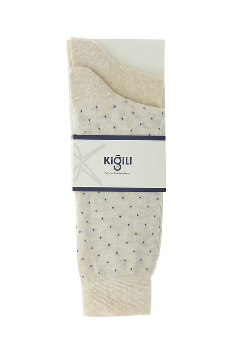 Medium Beige 2-Pack Patterned Cotton Socks Set