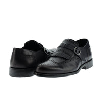 Dark Navy Classic Buckle Leather Shoes