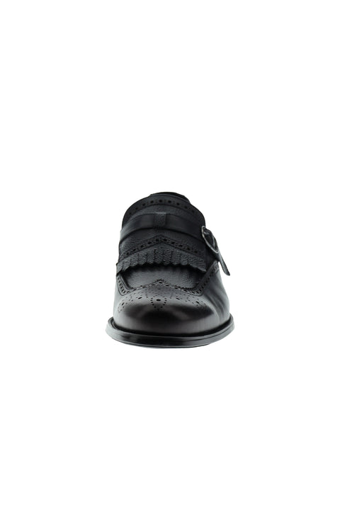 Dark Navy Classic Buckle Leather Shoes