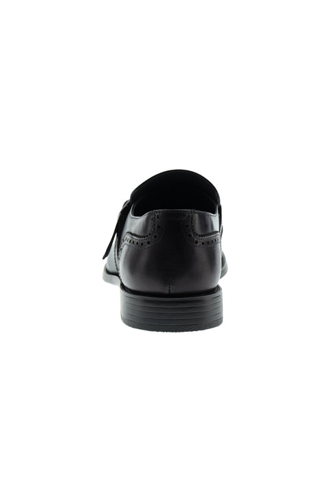 Dark Navy Classic Buckle Leather Shoes
