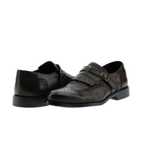 Dark Brown Classic Buckle Leather Shoes