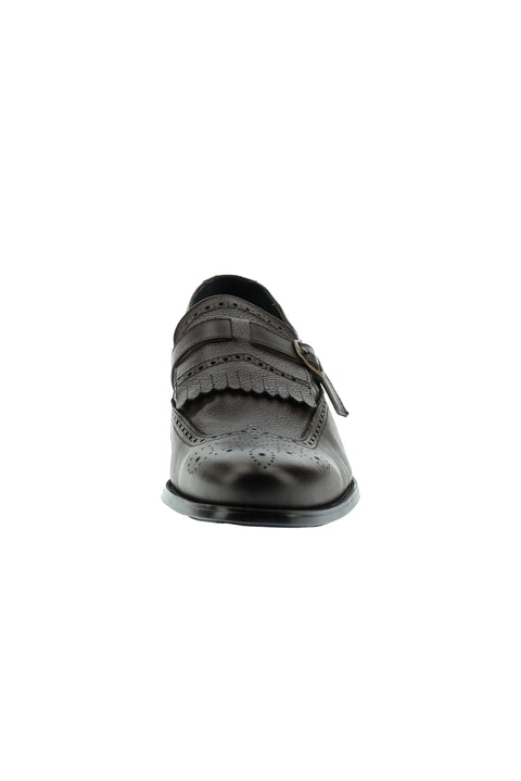Dark Brown Classic Buckle Leather Shoes