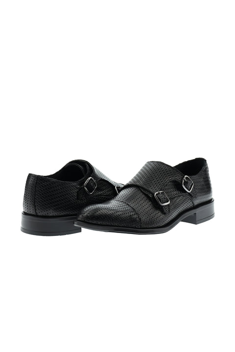 Black Classic Buckle Leather Shoes