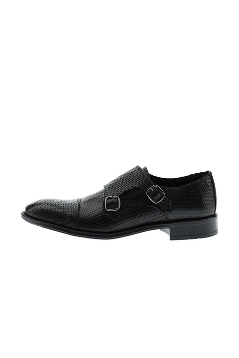 Black Classic Buckle Leather Shoes