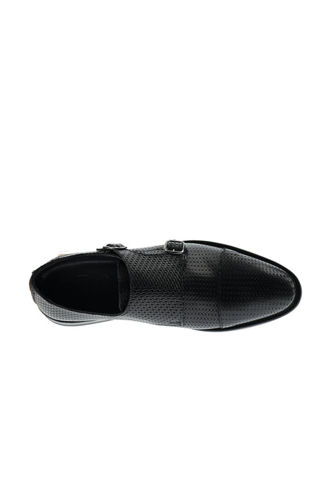 Black Classic Buckle Leather Shoes