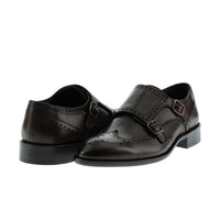 Dark Brown Classic Buckle Leather Shoes