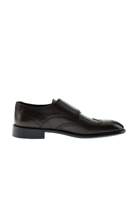 Dark Brown Classic Buckle Leather Shoes