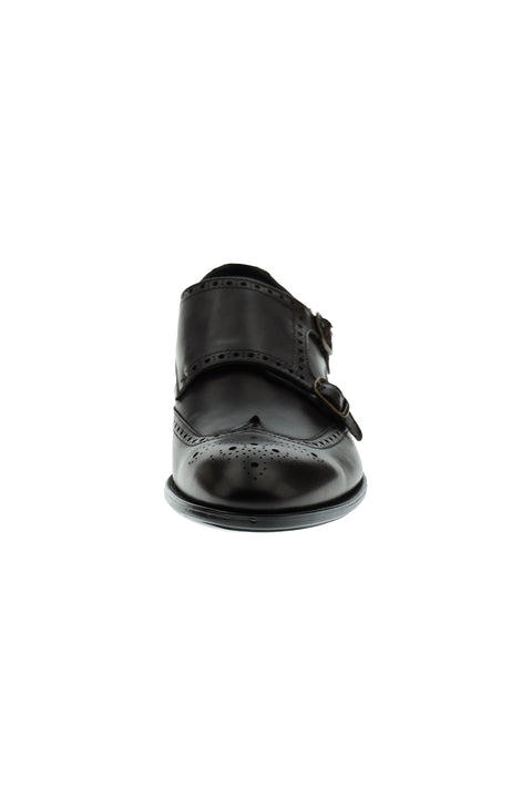 Dark Brown Classic Buckle Leather Shoes