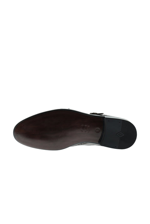 Dark Brown Classic Buckle Leather Shoes