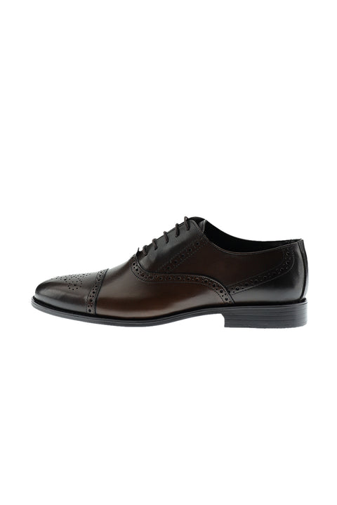 Medium Brown Patterned Classic Leather Shoes