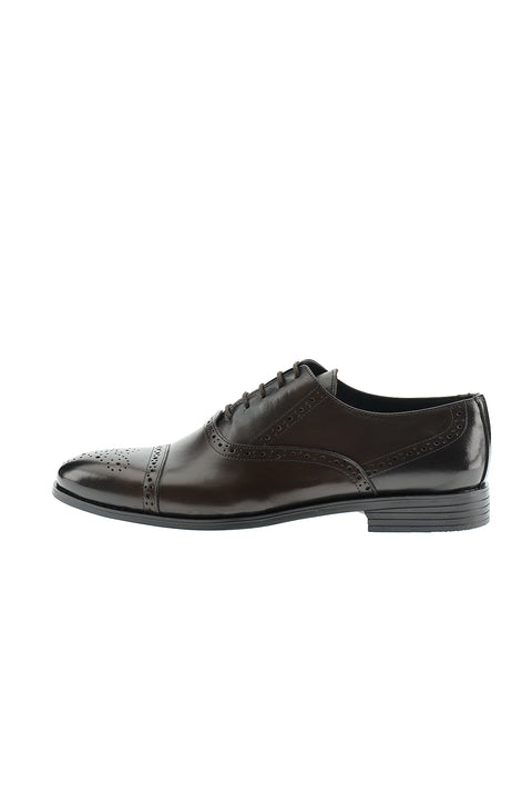 Dark Brown Patterned Classic Leather Shoes