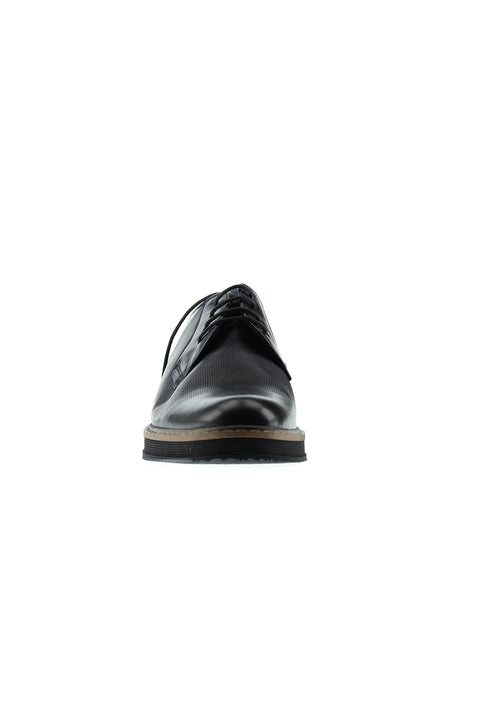 Mid-Navy Blue Lace-Up Casual Leather Shoes