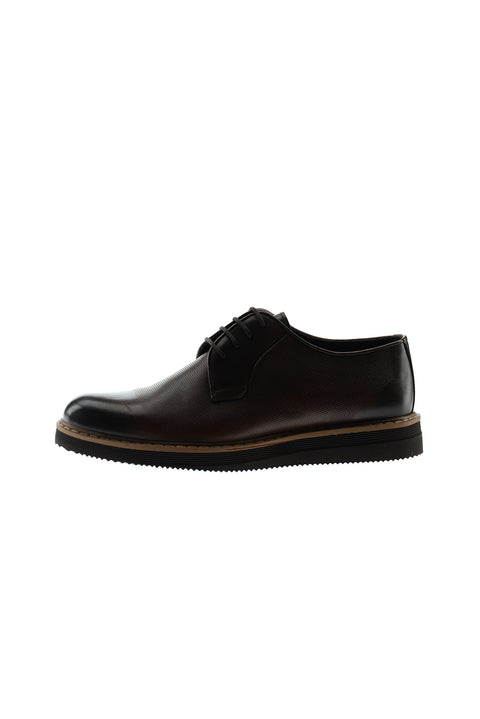 Medium Brown Lace-Up Casual Leather Shoes