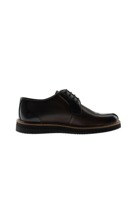 Medium Brown Lace-Up Casual Leather Shoes