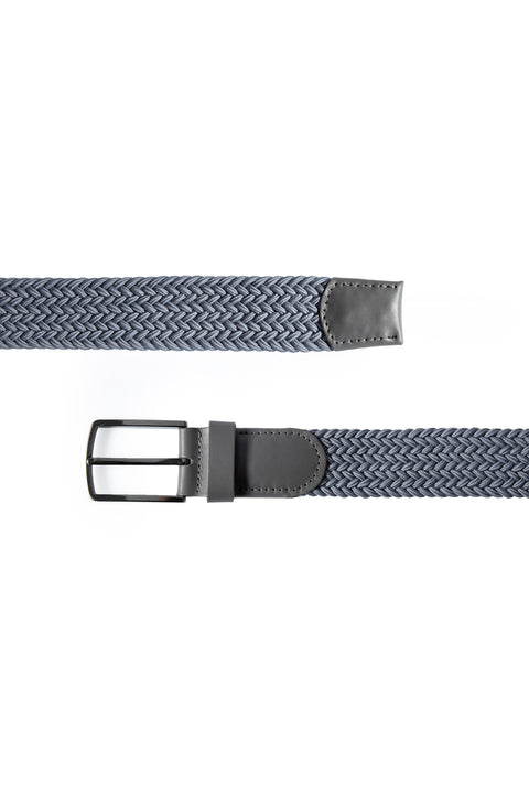 Medium Grey Lycra Stretch Sports Knit Belt & 2-Pack Bamboo Socks Gift Box Set