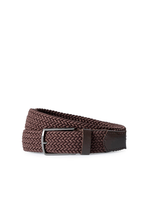 Dark Brown Lycra Stretch Sports Knit Belt & 2-Pack Bamboo Socks Gift Box Set